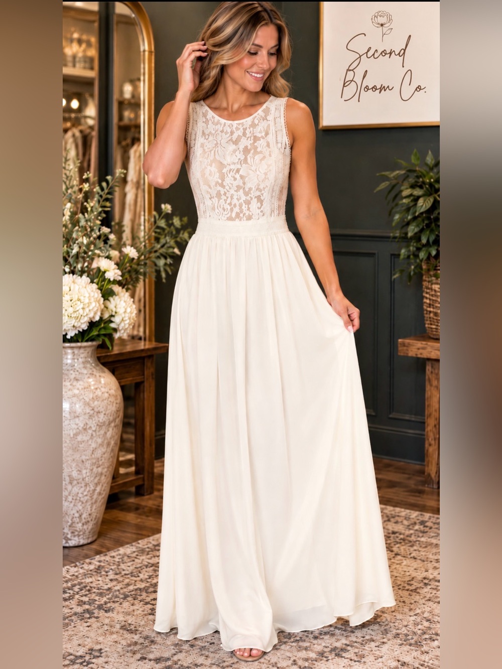Lulus Ivory Lace Maxi Dress XL NWT | Bridal Wedding Rehearsal Shower Dress